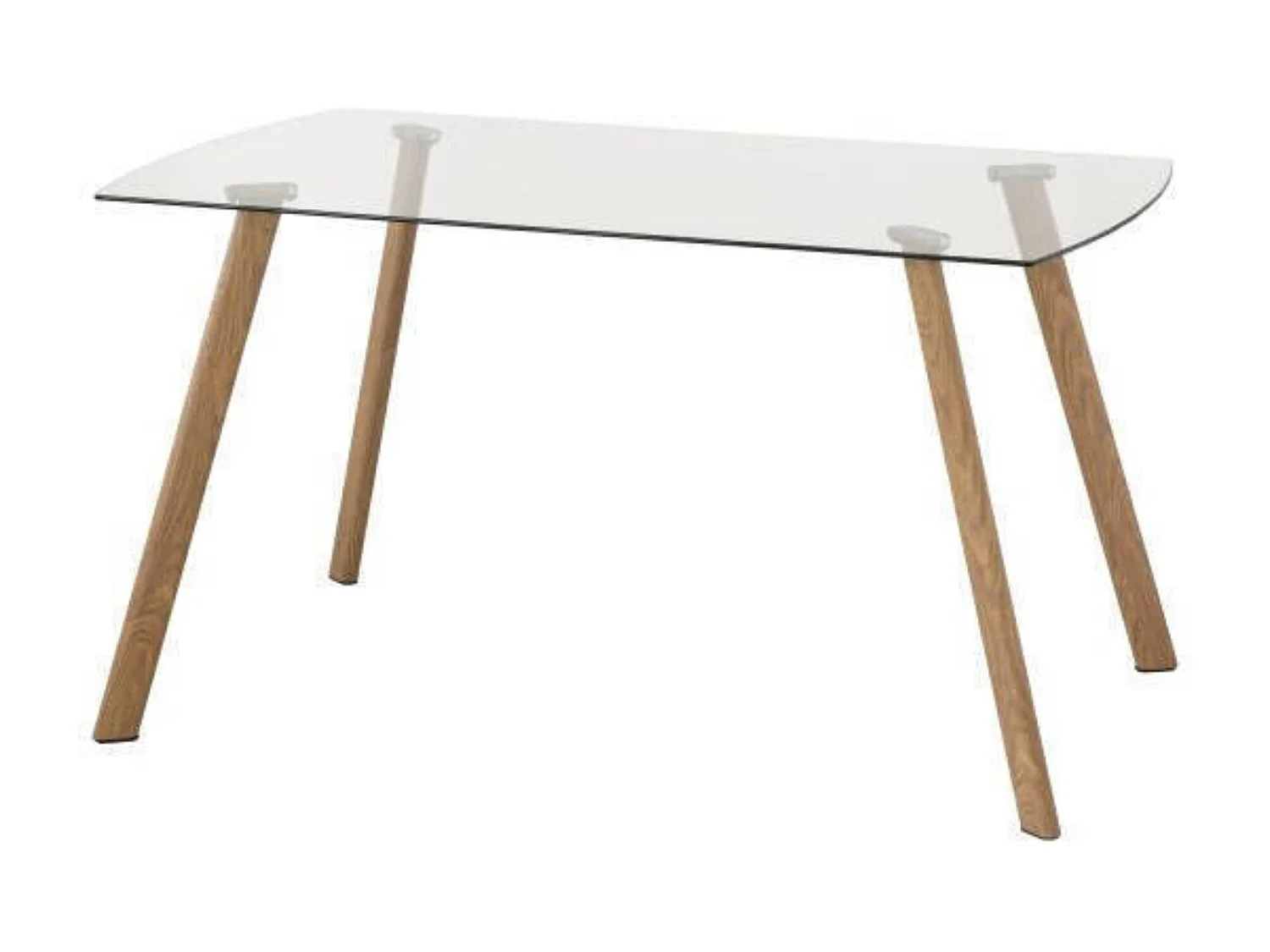 Mesa de Comedor Nórdica | Diseño con Tapa de Cristal Transparente y Patas de Metal Color Roble | Dimensiones: 140 x 80 x 76 cm