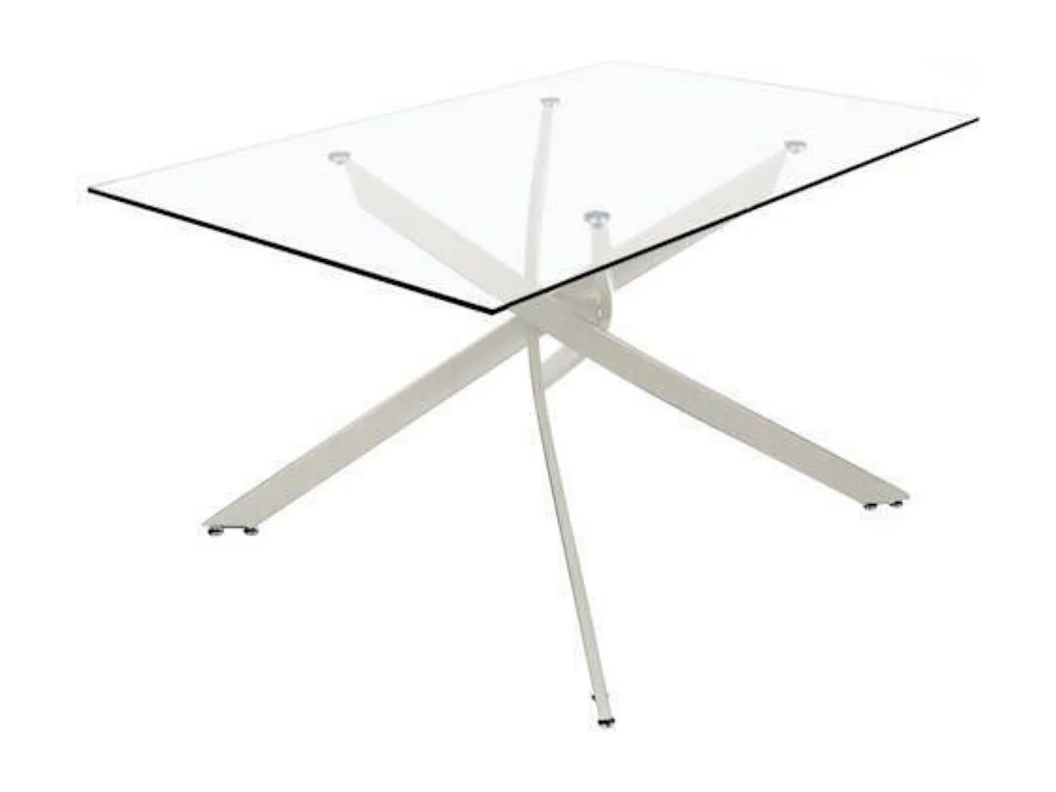 Mesa de Comedor Fija | Tapa de Cristal y Patas Metálicas | Medidas: 140 x 90 x 76 cm (Largo x Ancho x Alto)