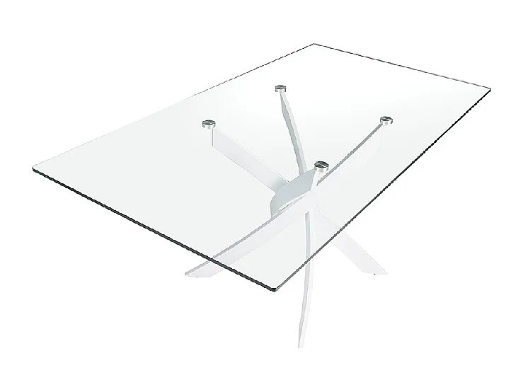 Mesa de Comedor Fija | Tapa de Cristal y Patas Metálicas | Medidas: 140 x 90 x 76 cm (Largo x Ancho x Alto)