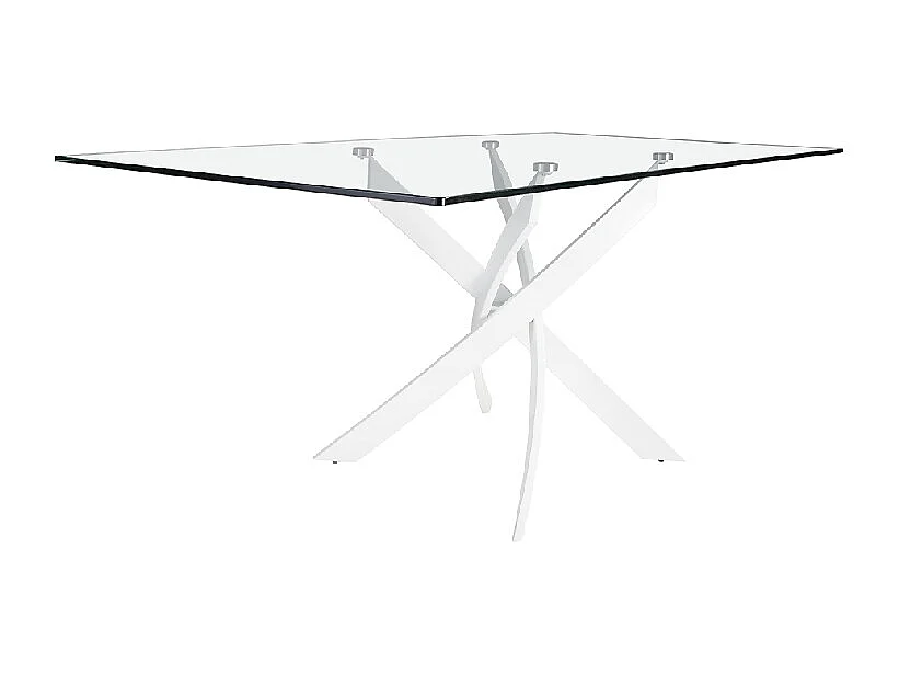 Mesa de Comedor Fija | Tapa de Cristal y Patas Metálicas | Medidas: 140 x 90 x 76 cm (Largo x Ancho x Alto)