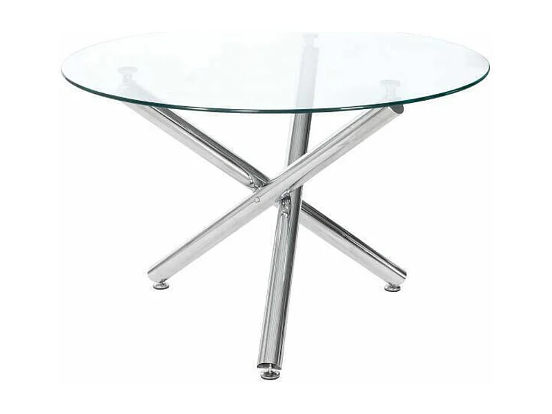 Mesa de Comedor Redonda | Tapa de Cristal y Pata Cromada | Diámetro 110 cm.