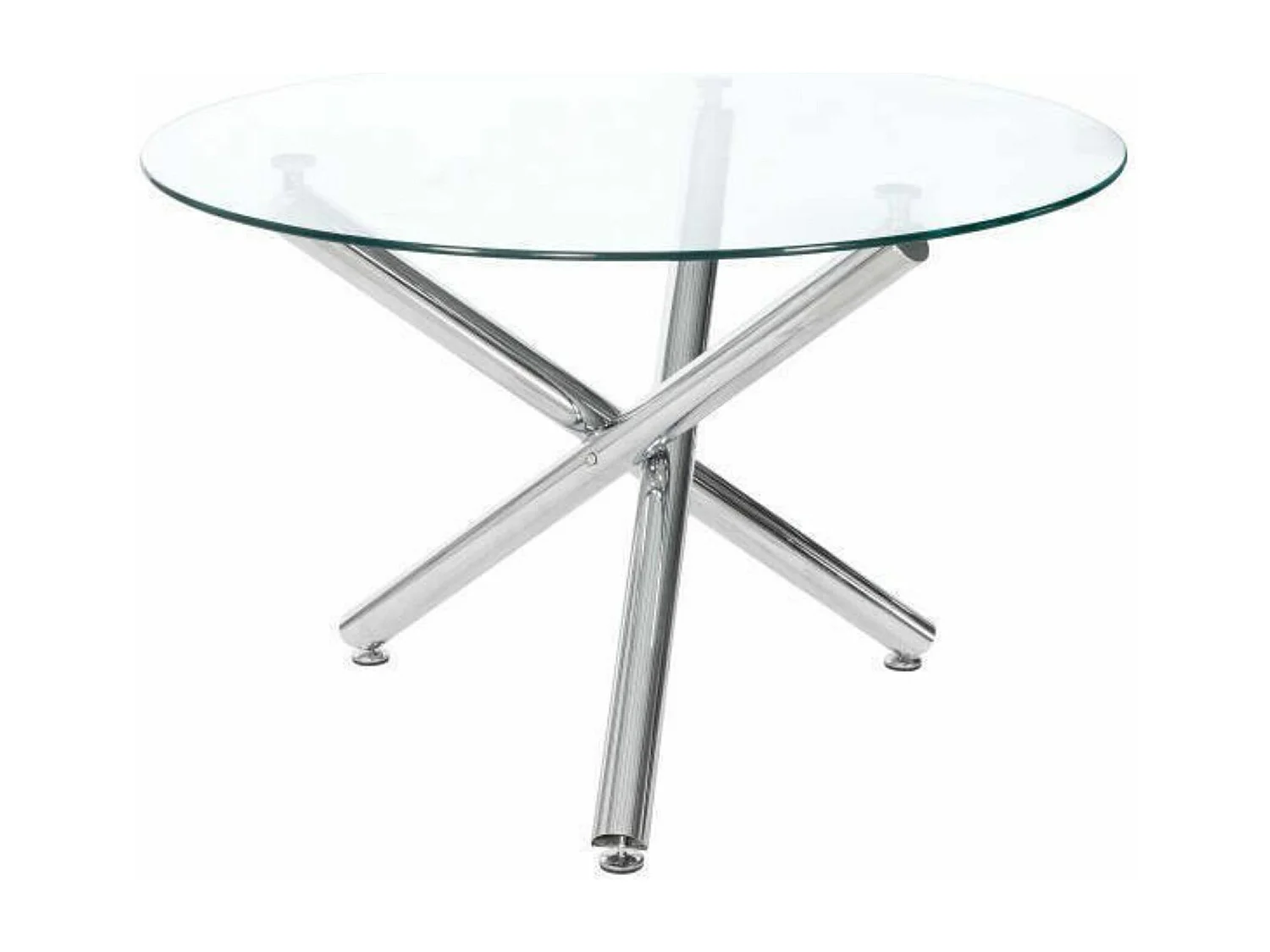 Mesa de Comedor Redonda | Tapa de Cristal y Pata Cromada | Diámetro 110 cm.