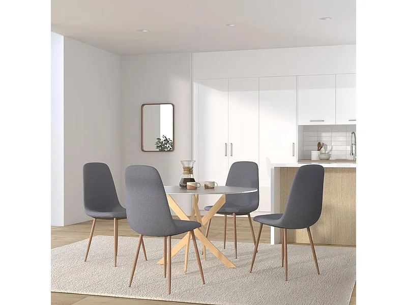 Mesa Redonda con Tapa de Cristal y Estructura Metálica Acabado Madera | Medidas: 110 x 73 cm