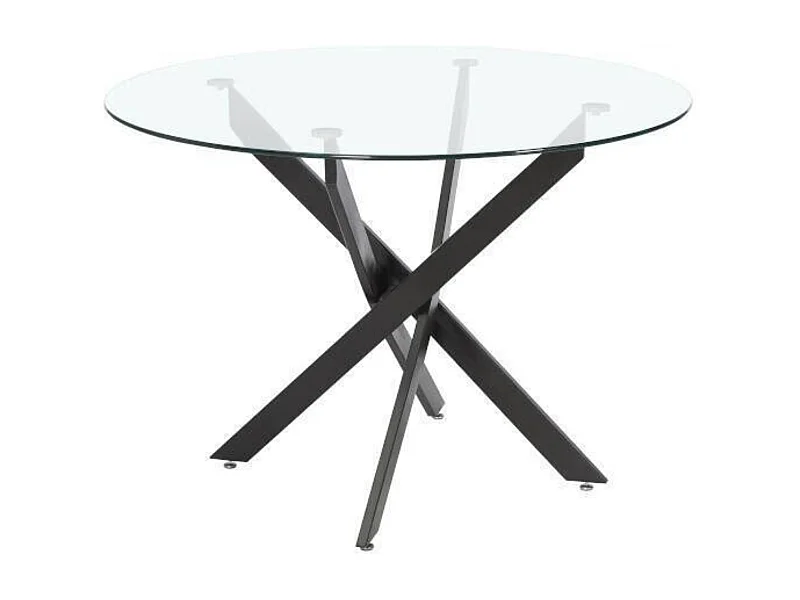 Mesa Redonda con Tapa de Cristal y Estructura Metálica Pata En Color Negro | Medidas: 110 x 73 cm