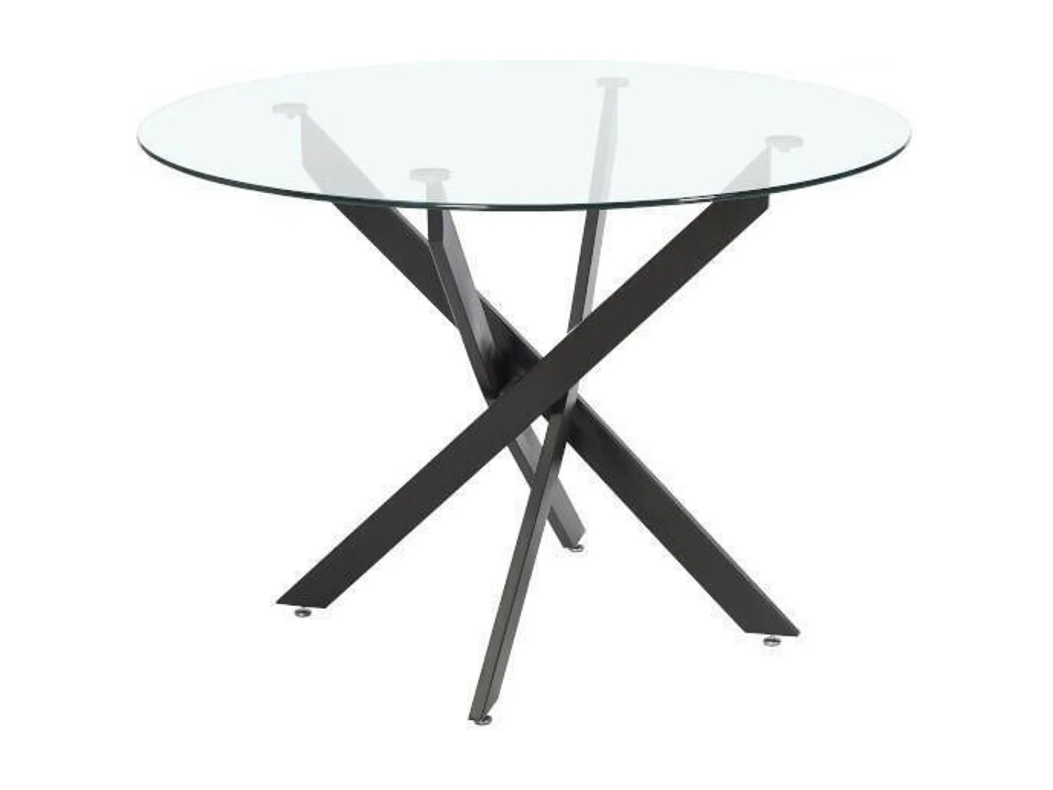 Mesa Redonda con Tapa de Cristal y Estructura Metálica Pata En Color Negro | Medidas: 110 x 73 cm