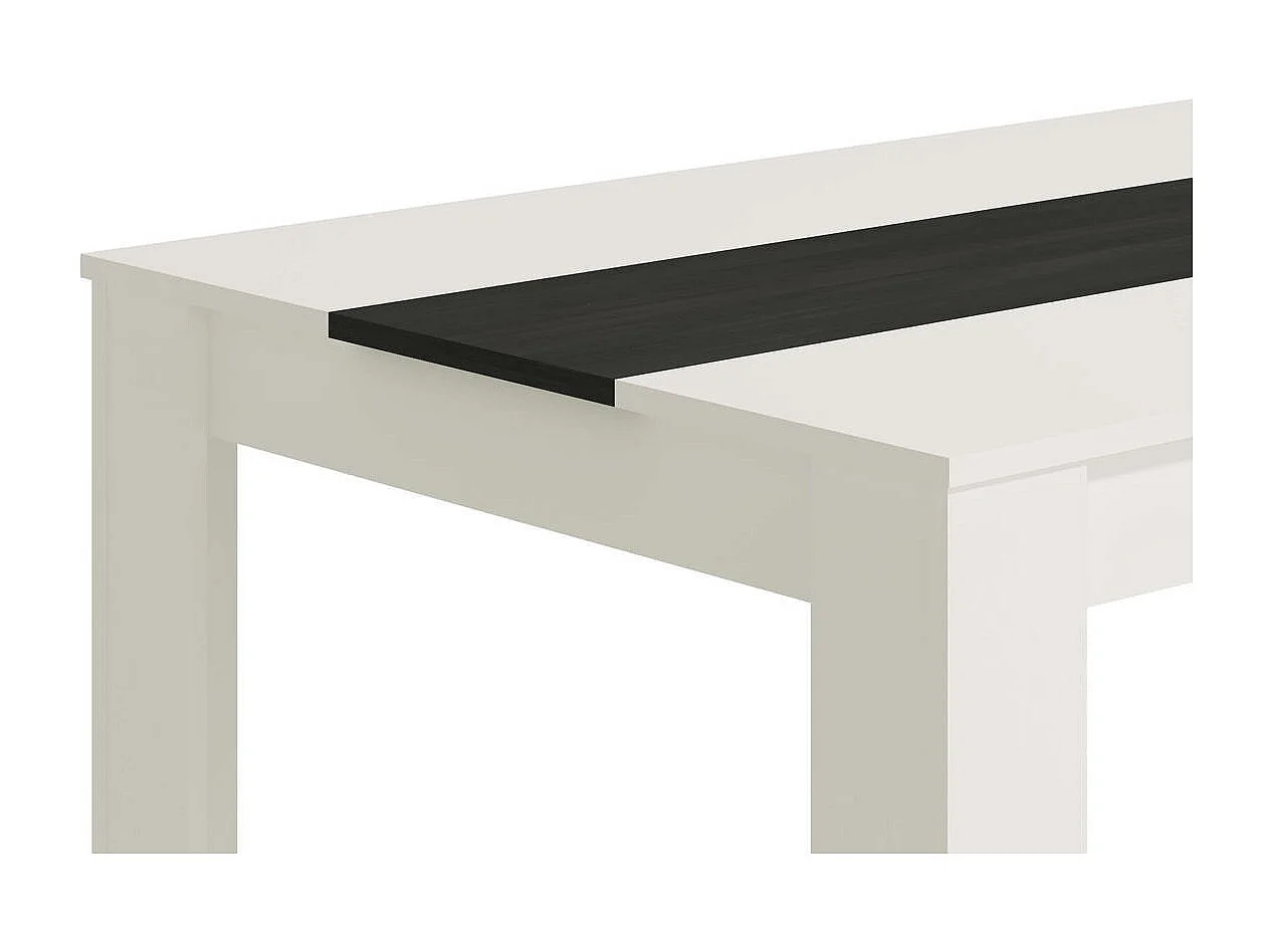 Mesa de Comedor Moderna 135x80x75 cm, Tapa MDF Blanco y Negro con Patas Blancas - Estilo Moderno