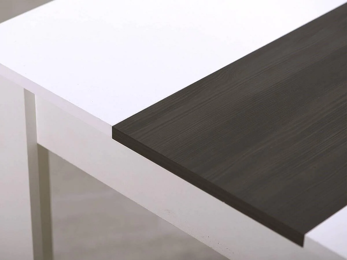 Mesa de Comedor Moderna 135x80x75 cm, Tapa MDF Blanco y Negro con Patas Blancas - Estilo Moderno
