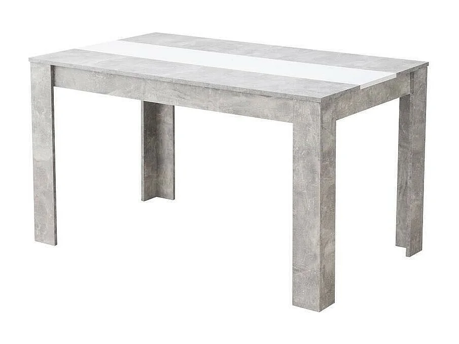 Mesa de Comedor Moderna 135x80x75 cm, Tapa MDF Gris Cemento y Blanco con Patas Resistentes - Estilo Moderno