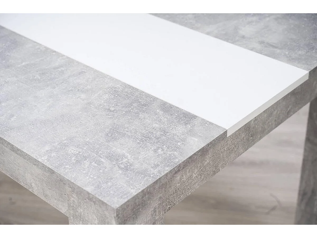 Mesa de Comedor Moderna 135x80x75 cm, Tapa MDF Gris Cemento y Blanco con Patas Resistentes - Estilo Moderno