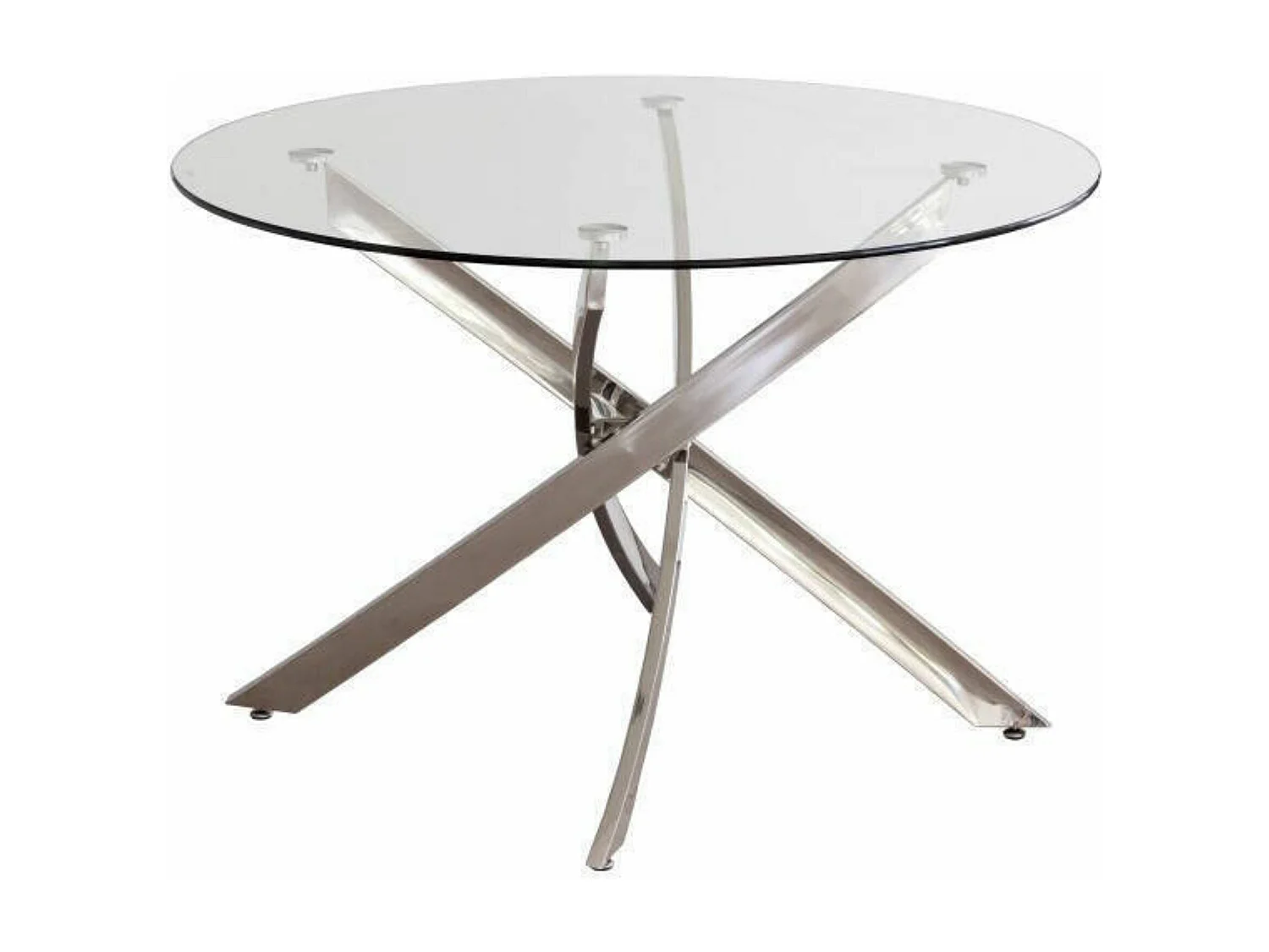 Mesa Redonda con Tapa de Cristal y Estructura Metálica Pata Cromada | Medidas: 110 x 73 cm