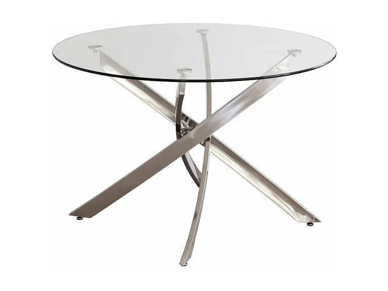 Mesa Redonda con Tapa de Cristal y Estructura Metálica Pata Cromada | Medidas: 110 x 73 cm