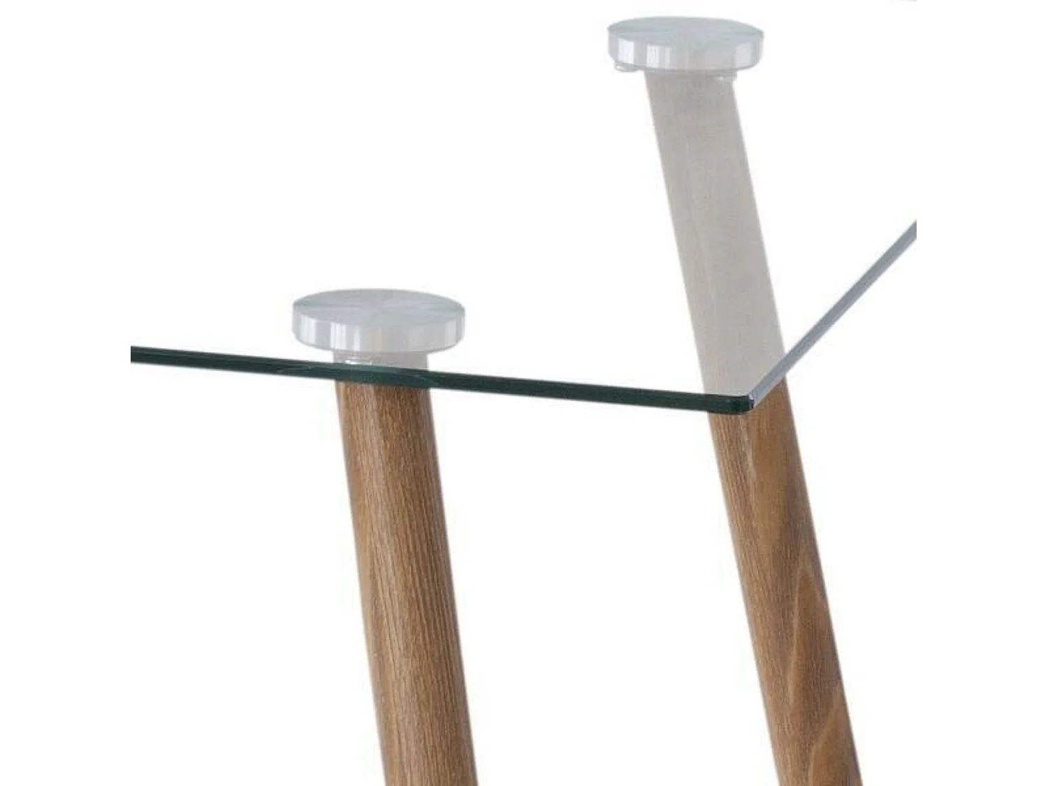 Mesa de Comedor Fija  - Cristal Templado y Patas Metálicas con Acabado Madera | 120x80X76 cm