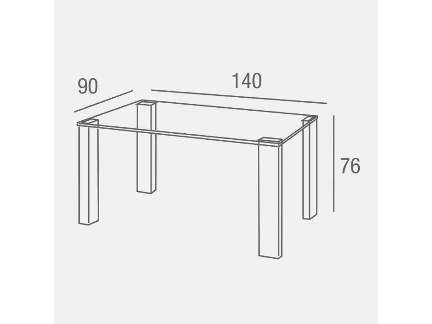 Mesa de Comedor con Tapa de Cristal Templado | Patas Metálicas | Dimensiones: 140 x 90 x 76 cm (Largo x Ancho x Alto)
