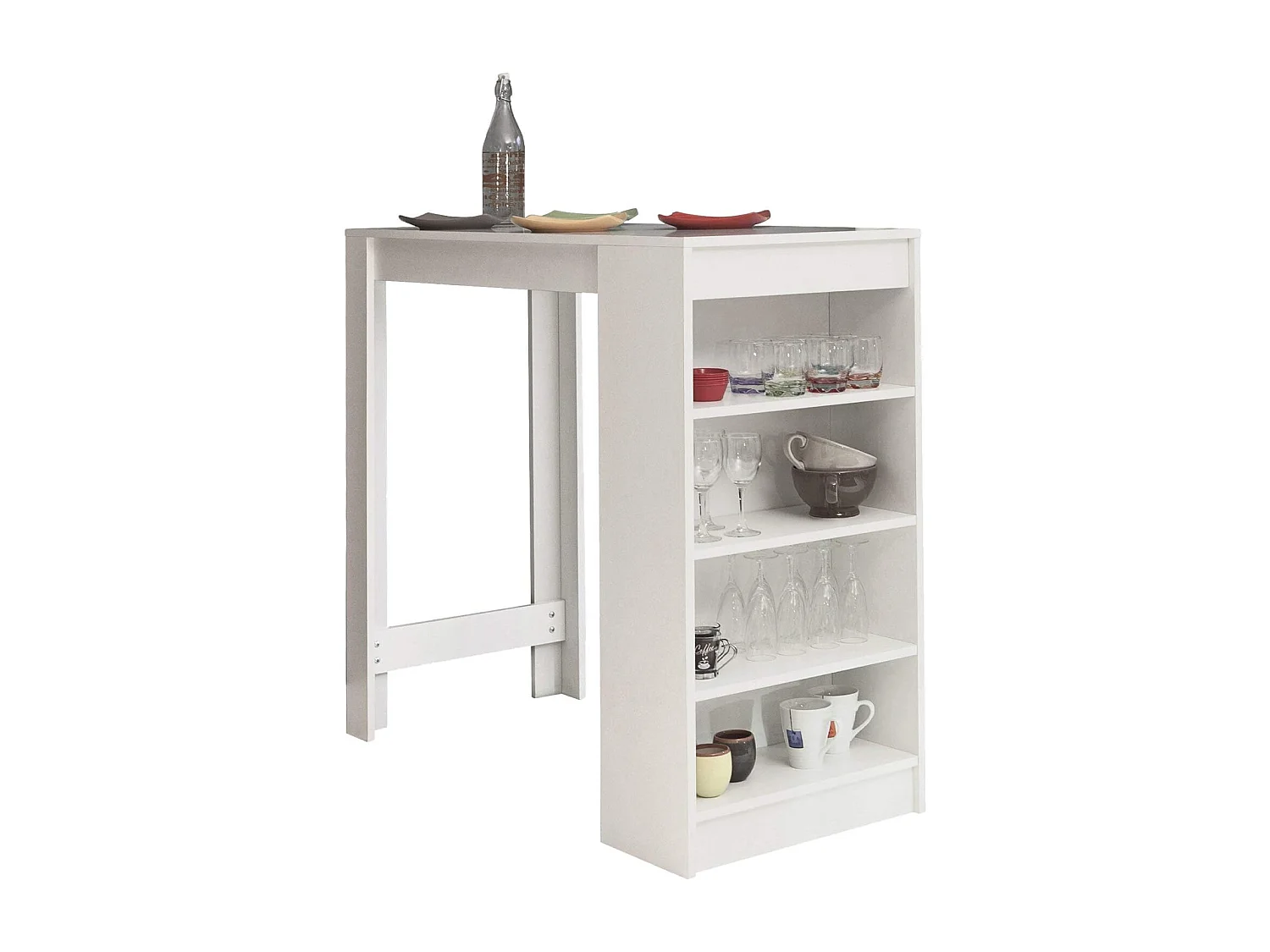 Mesa de Cocina Alta | Acabado en Melamina Blanco | Medidas: 120 cm Ancho x 50 cm Fondo x 105 cm Alto