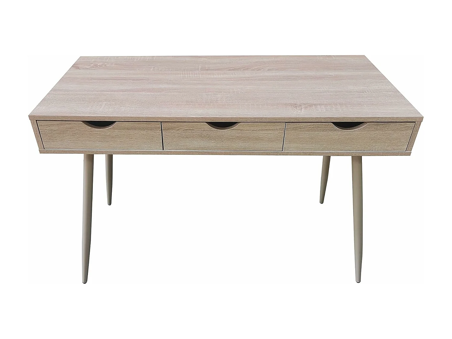 Mesa Escritorio Roble con 3 Cajones y Patas Estilo Escandinavo – Compacta y Funcional, 110x50x75 cm