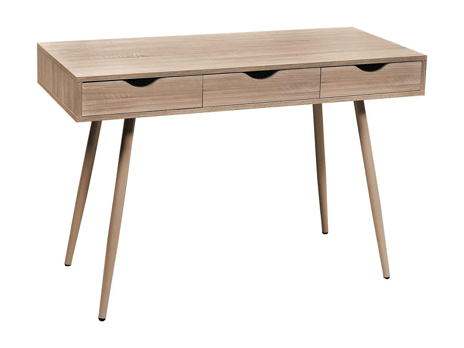 Mesa Escritorio Roble con 3 Cajones y Patas Estilo Escandinavo – Compacta y Funcional, 110x50x75 cm