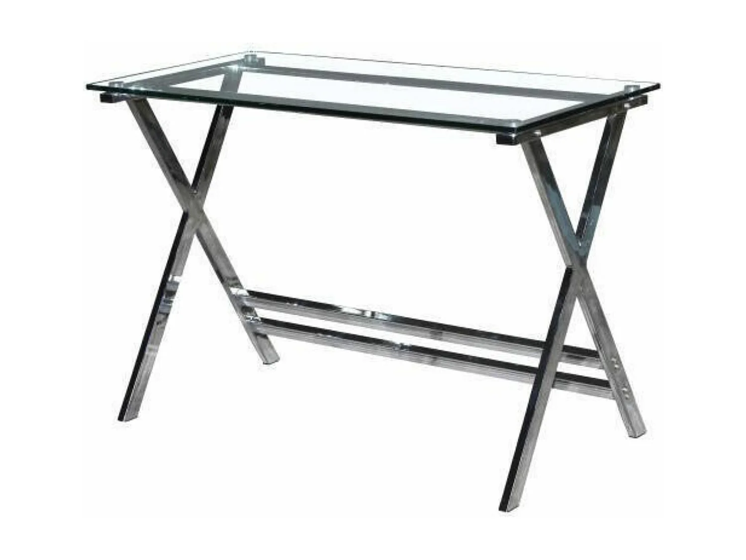 Mesa de Escritorio con Sobre de Cristal Templado y Estructura Metálica – 110x55 cm, Diseño Moderno y Elegante