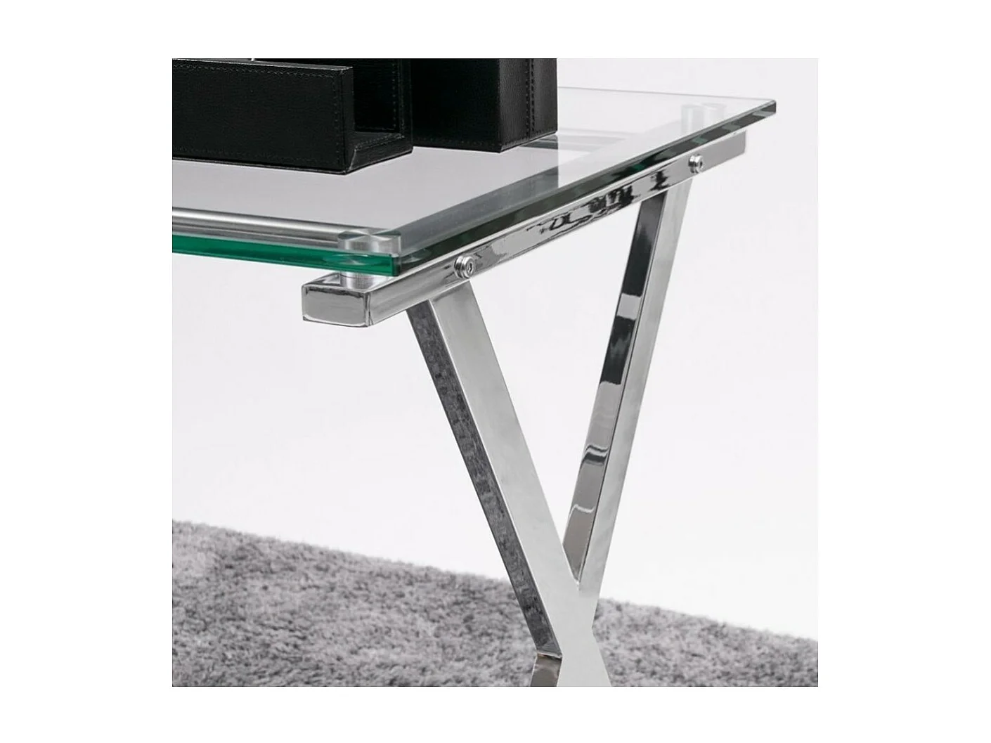 Mesa de Escritorio con Sobre de Cristal Templado y Estructura Metálica – 110x55 cm, Diseño Moderno y Elegante