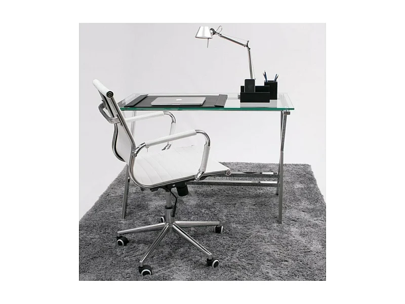 Mesa de Escritorio con Sobre de Cristal Templado y Estructura Metálica – 110x55 cm, Diseño Moderno y Elegante