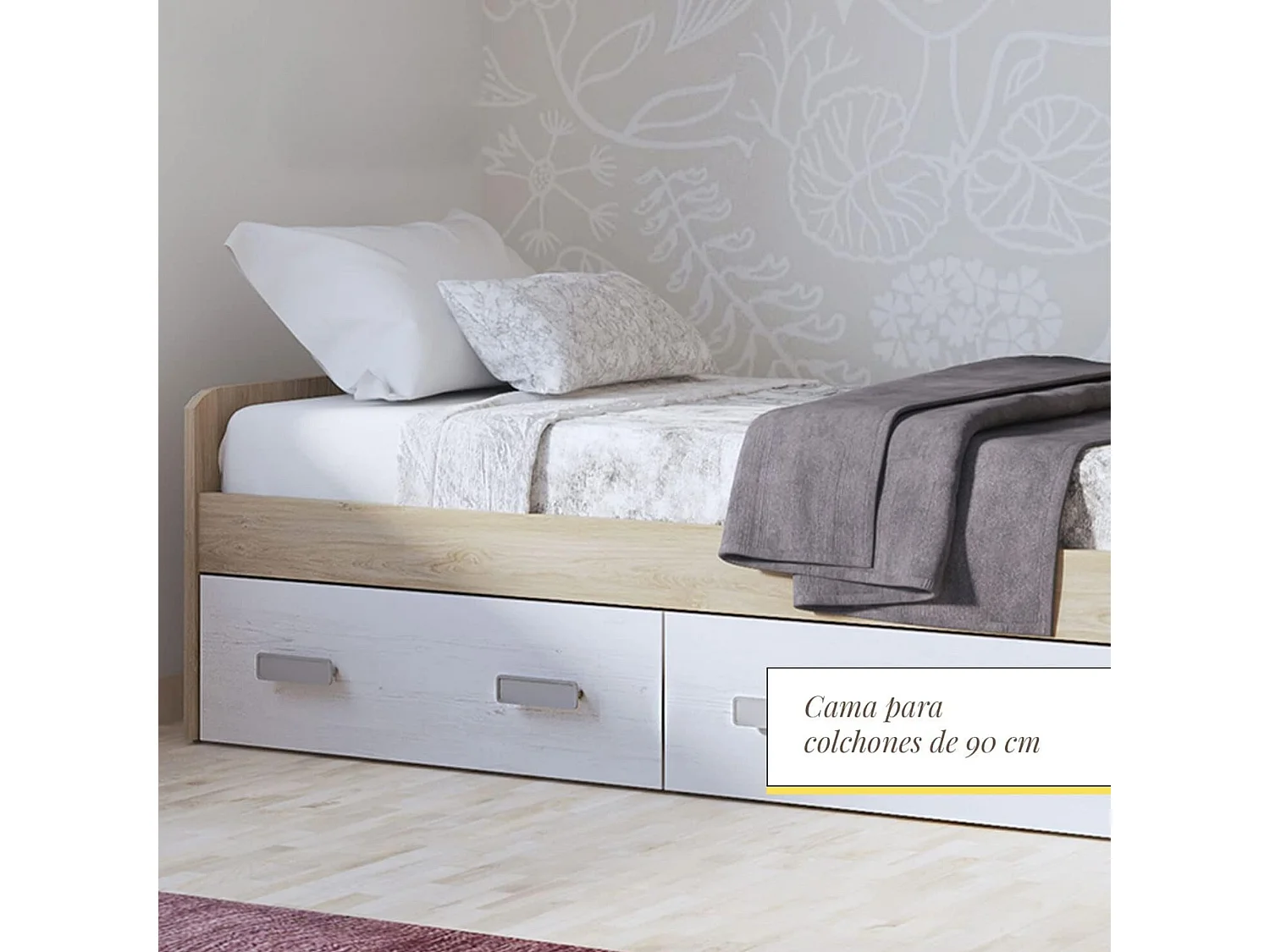 Cama Nido con 2 Cajones de Almacenaje – Puccini Andersen, 194,4 cm Largo x 98 cm Ancho x 58 cm Alto, Primera Calidad y Alta Resistencia.