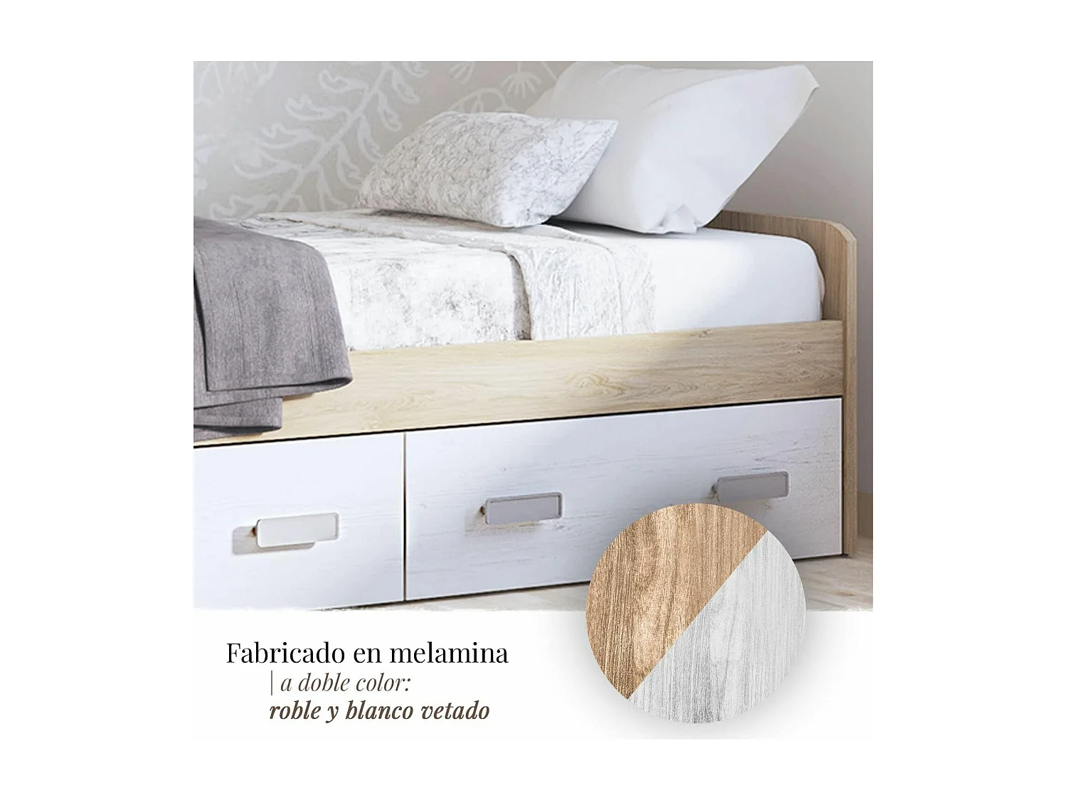 Cama Nido con 2 Cajones de Almacenaje – Puccini Andersen, 194,4 cm Largo x 98 cm Ancho x 58 cm Alto, Primera Calidad y Alta Resistencia.