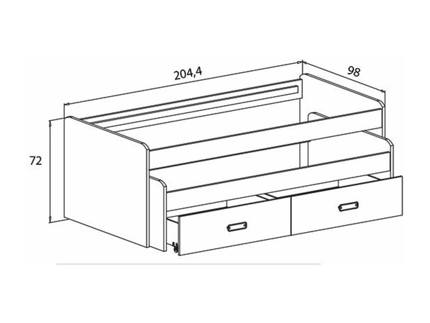 Cama Nido Juvenil Doble con Cajones de Almacenaje – Puccini Grafito, 198.4 cm Largo x 98 cm Ancho x 72 cm Alto, Primera Calidad y Alta Resistencia.