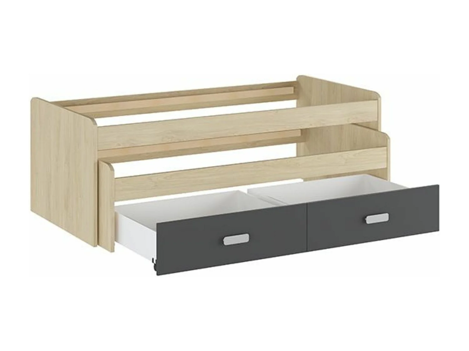 Cama Nido Juvenil Doble con Cajones de Almacenaje – Puccini Grafito, 198.4 cm Largo x 98 cm Ancho x 72 cm Alto, Primera Calidad y Alta Resistencia.