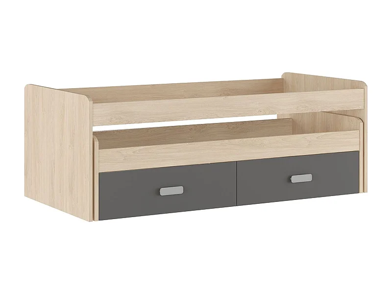 Cama Nido Juvenil Doble con Cajones de Almacenaje – Puccini Grafito, 198.4 cm Largo x 98 cm Ancho x 72 cm Alto, Primera Calidad y Alta Resistencia.