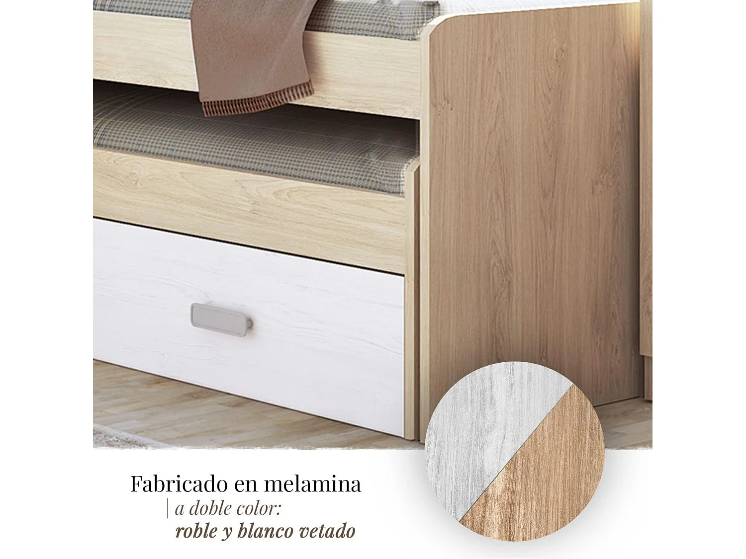 Cama Nido Juvenil Doble con Cajones de Almacenaje – Puccini Andersen, 198.4 cm Largo x 98 cm Ancho x 72 cm Alto, Primera Calidad y Alta Resistencia.