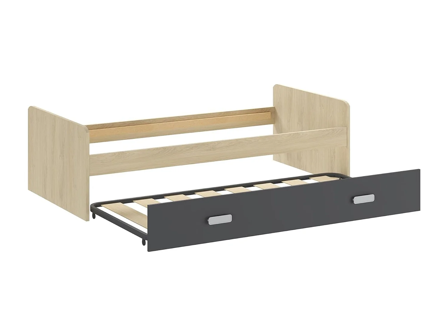 Cama Nido de Melamina Color Puccini Grafito – Ancho 194,4 cm x Fondo 98 cm x Alto 58 cm, Ideal para Habitaciones Juveniles.