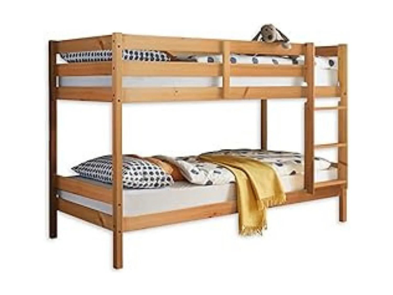 Litera Juvenil Convertible en Dos Camas Individuales, Madera Maciza de Pino, Escalera Reversible, Color Natural , 97x207x140 cm