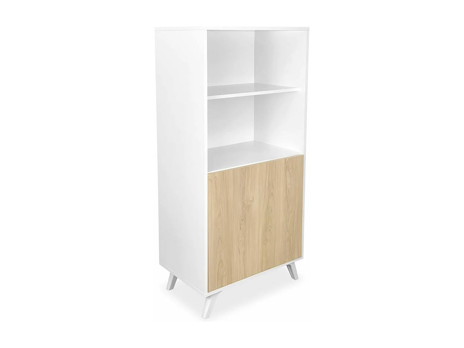 Conjunto de Salón Mueble Completo: Bajo TV, Mueble Bar, Estantería y Mueble Colgar - Estilo Roble y Blanco.