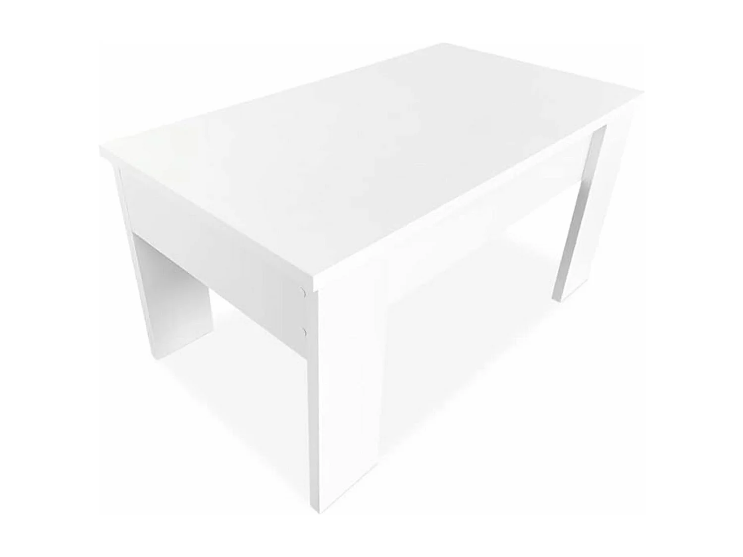 Meyvaser - Mesa de Centro Elevable, Mesita de Salón o Comedor, Acabado en Color Blanco, Medidas: 90 cm (Ancho) x 50 cm (Fondo) x 46-57 cm (Alto)