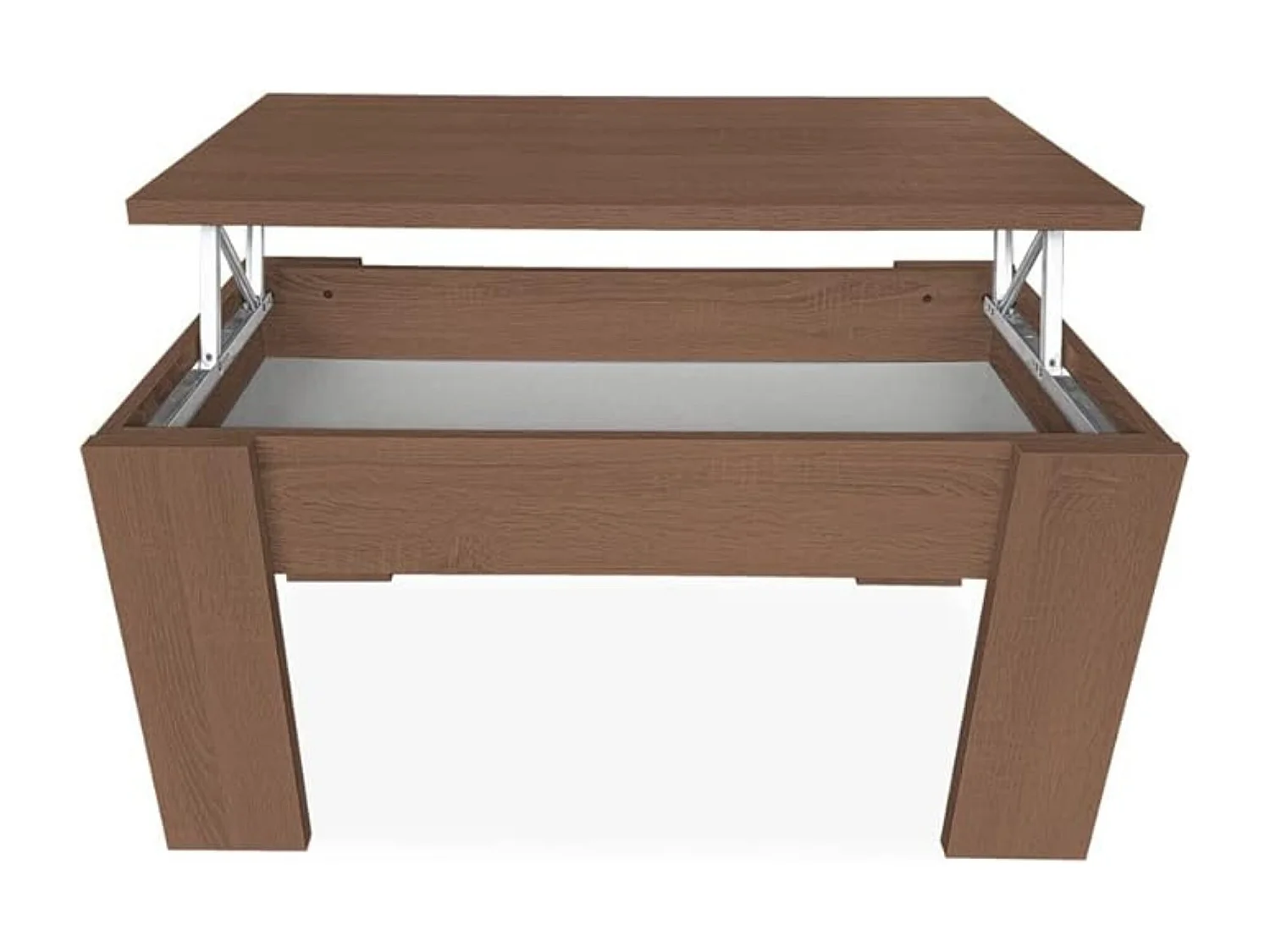 Meyvaser Mesa de Centro Elevable, Mesita de Salón, Acabado en Color nogal, Medidas: 90 cm (Ancho) x 50 cm (Fondo) x 46-57 cm (Alto),