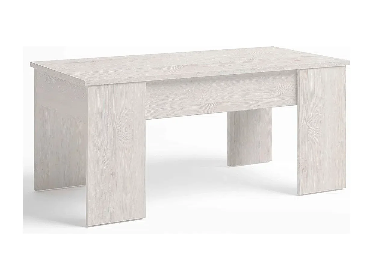 Meyvaser Mesa de Centro Elevable, Mesita de Salón o Comedor, Acabado en Color Gris Polar, Medidas: 90 cm (Ancho) x 50 cm (Fondo) x 46-57 cm (Alto)