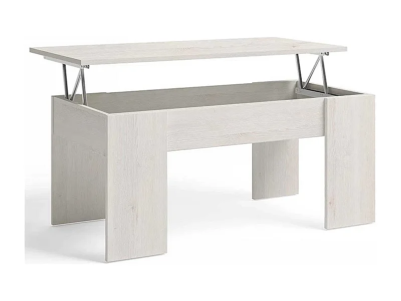 Meyvaser Mesa de Centro Elevable, Mesita de Salón o Comedor, Acabado en Color Gris Polar, Medidas: 90 cm (Ancho) x 50 cm (Fondo) x 46-57 cm (Alto)