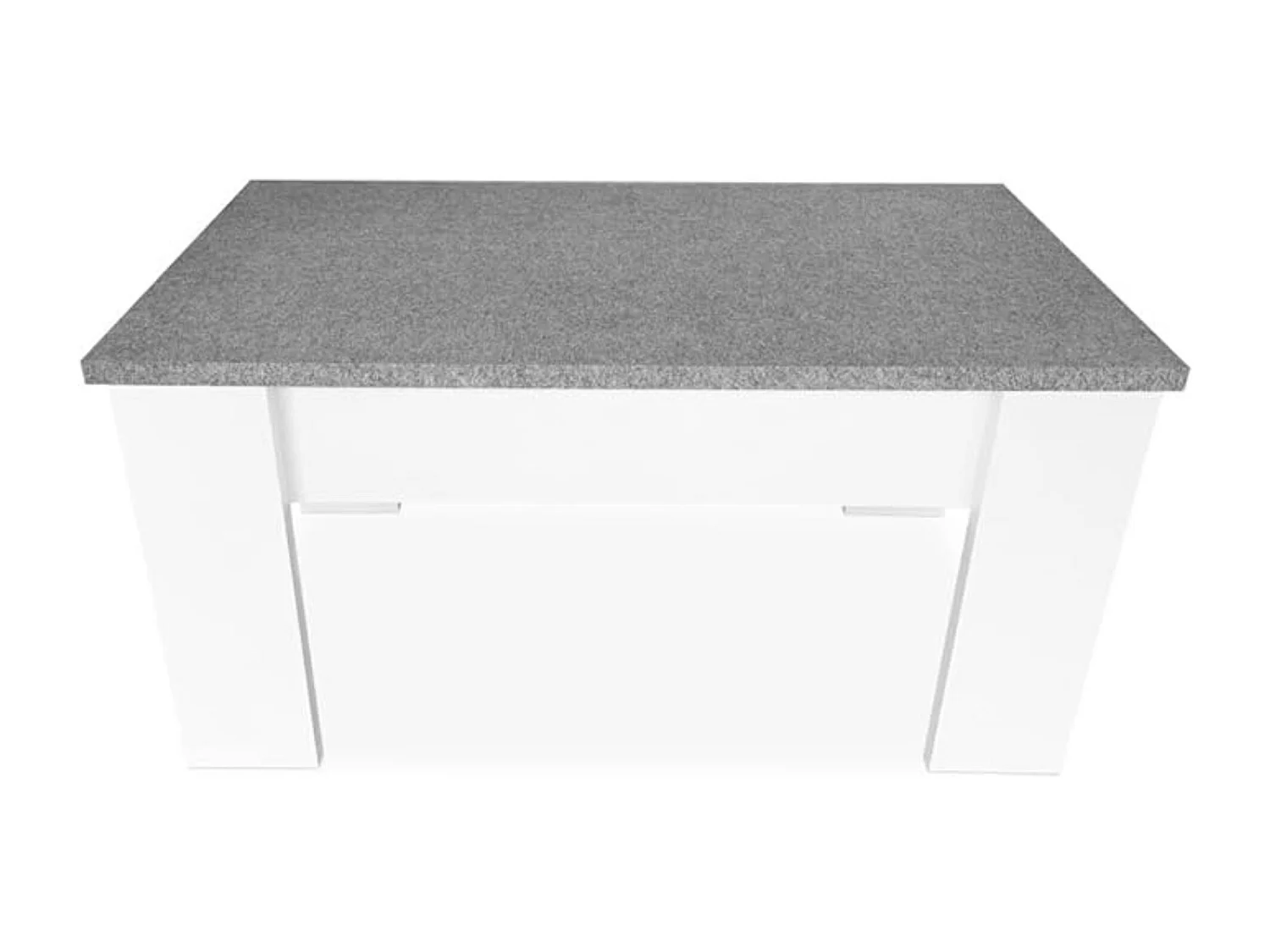 Meyvaser Mesa de Centro Elevable, para Salón o Comedor, Medidas: 90 cm x 50 cm x 46-57 cm, Acabado en Color Madera Blanca con Tapa Gris Piedra