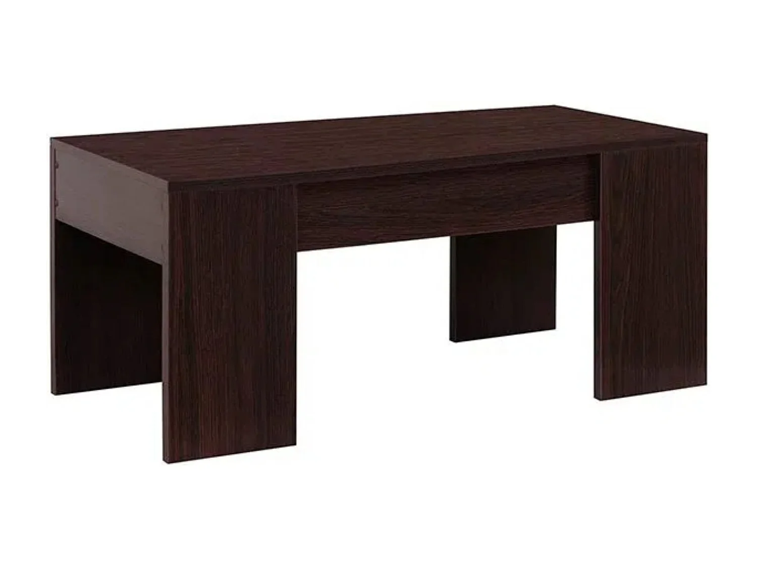 Meyvaser - Mesa de Centro Elevable, Mesita de Salón o Comedor, Acabado en Color Wengue, Medidas: 90 cm (Ancho) x 50 cm (Fondo) x 46-57 cm (Alto)