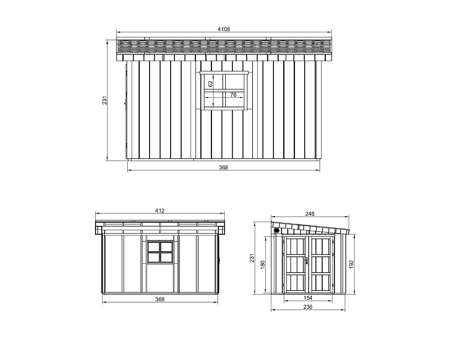 Abri de Jardin Qualité Premium 8,68 m² - H231x248x412 cm - Sans plancher e  paroi latérale - Timbela M939B-TERRA BROWN