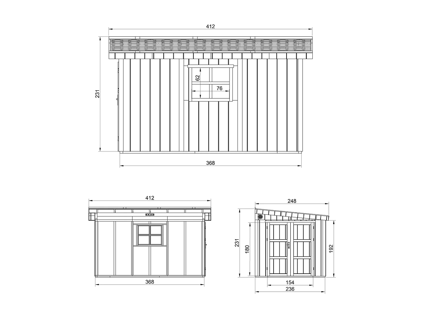Domek ogrodowy najwyższej jakości - 8,68 m² - H231x248x412 cm - bez podłogi i ściany bocznej - M939B-TERRA BROWN