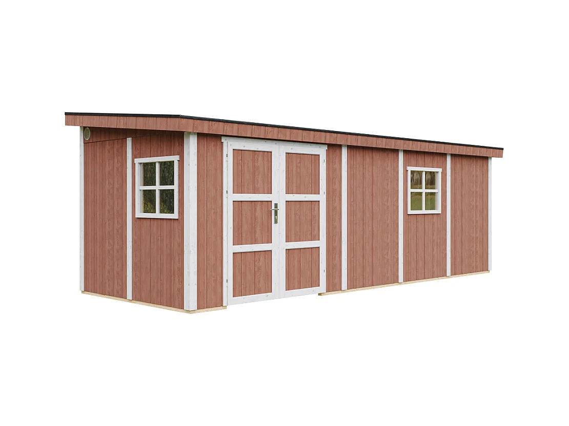 Abri de Jardin Qualité Premium 14,3 m² - H231x248x648 cm - Sans plancher e  paroi latérale - Timbela M941B-REDWOOD RED