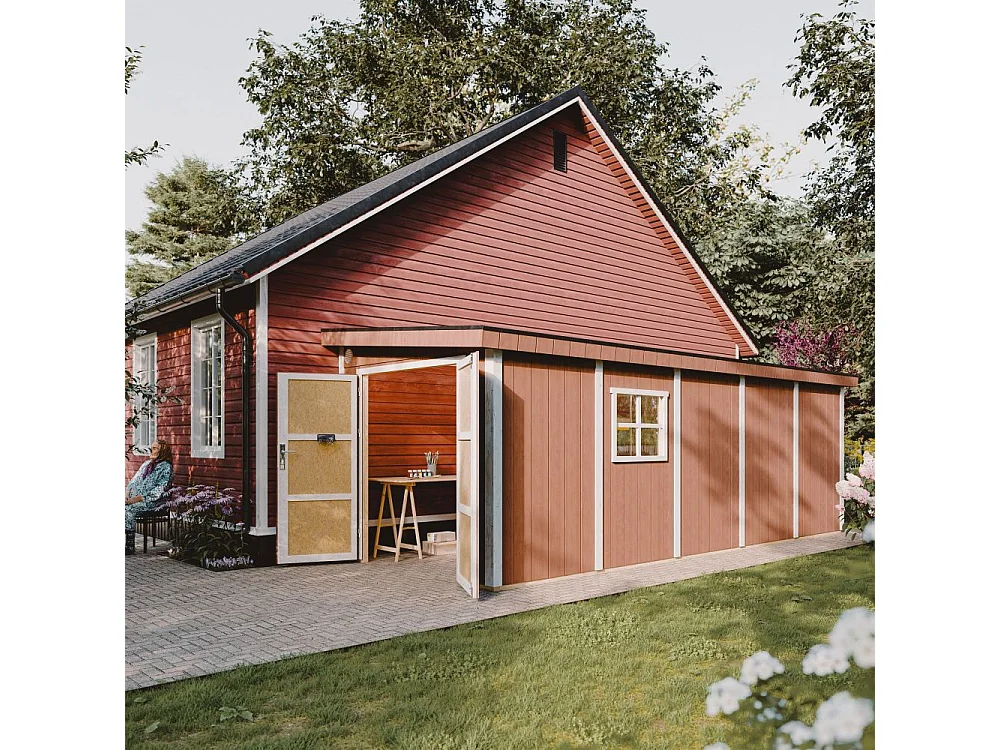 Abri de jardin qualité premium - 14,3 m² - H231x248x648 cm - sans plancher e paroi latérale - M941B-REDWOOD RED