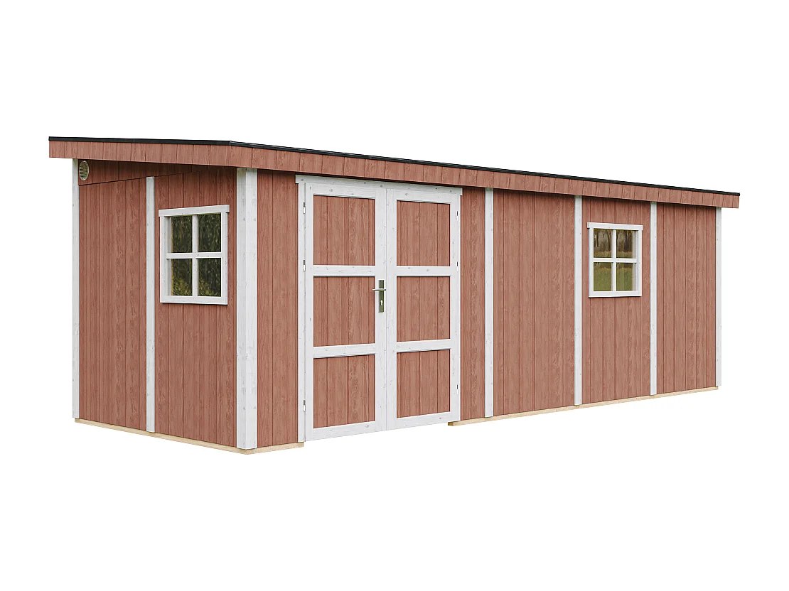 Abri de jardin qualité premium - 14,3 m² - H231x248x648 cm - sans plancher e paroi latérale - M941B-REDWOOD RED