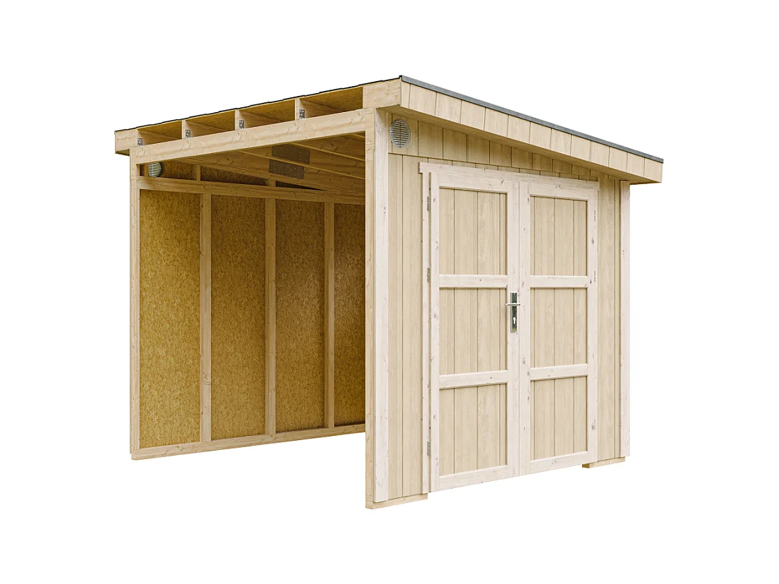 Gartenhaus Premium Qualität 5,9 m² - H231x248x294 cm - Ohne Boden und Seitenwand – Timbela M938B