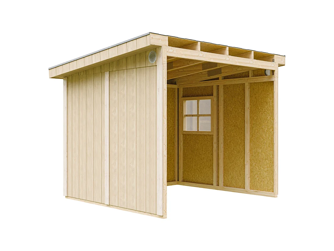 Gartenhaus Premium Qualität 5,9 m² - H231x248x294 cm - Ohne Boden und Seitenwand – Timbela M938B