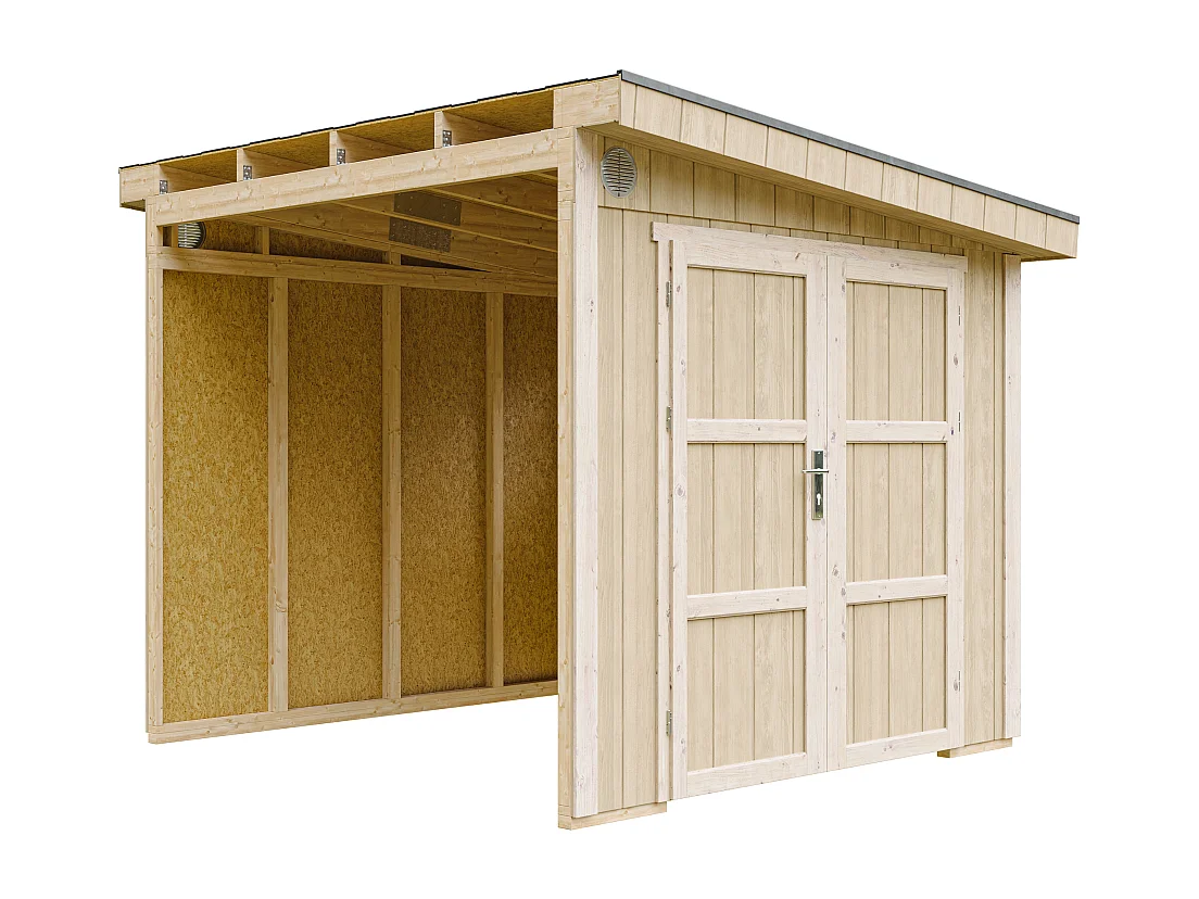 Abri de jardin qualité premium - 5,9 m² - H231x248x294 cm - sans plancher e paroi latérale - M938B