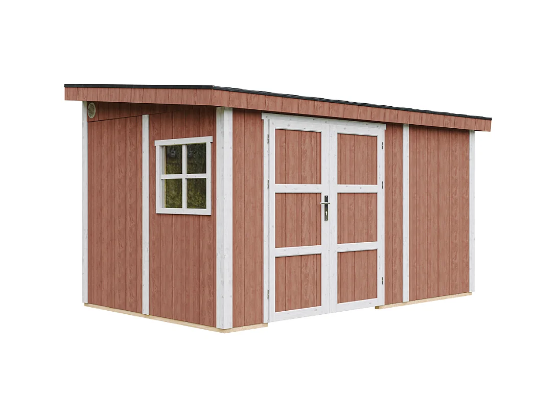 Abri de Jardin Qualité Premium 8,68 m² - H231x248x412 cm - Sans plancher e  paroi latérale - Timbela M939B-REDWOOD RED