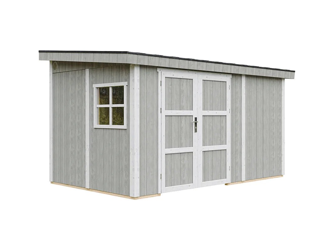 Abri de Jardin Qualité Premium 8,68 m² - H231x248x412 cm - Sans plancher e  paroi latérale - Timbela M939B-TUNDRA GREY