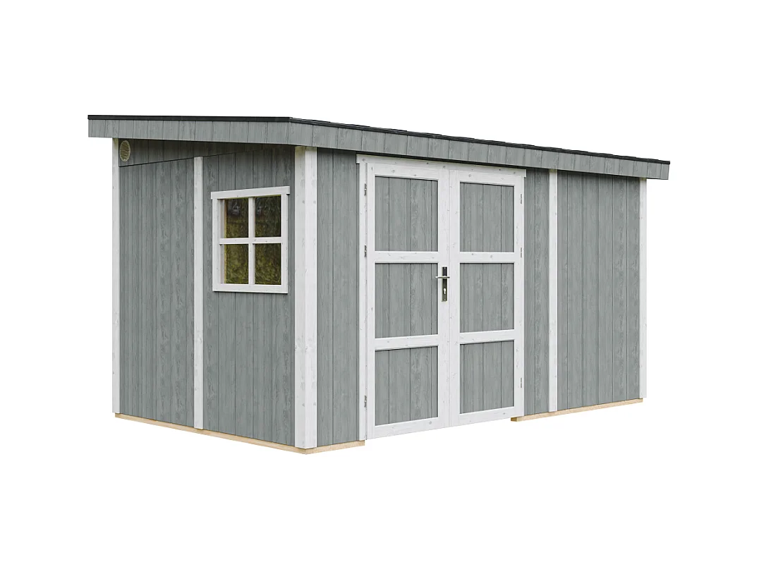 Abri de Jardin Qualité Premium 8,68 m² - H231x248x412 cm - Sans plancher e  paroi latérale - Timbela M939B-CAVERN STEEL