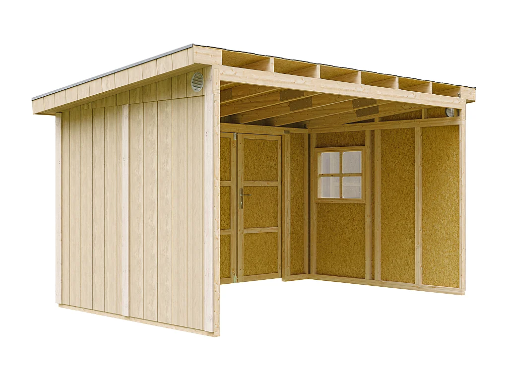 Abri de jardin qualité premium - 8,68 m² - H231x248x412 cm - sans plancher e paroi latérale - M939B